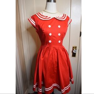 Red retro Hell Bunny sailor dress size small